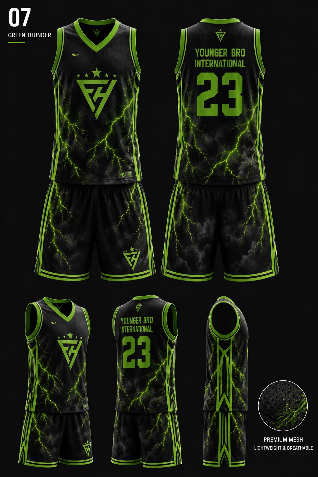 Basketball uniforms — Green Thunder